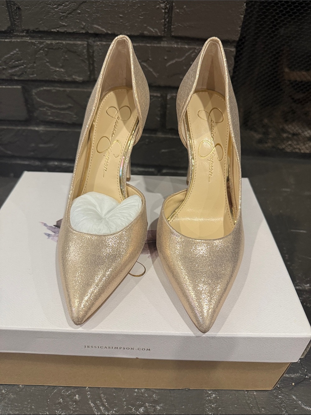 Jessica Simpson Metallic champagne Pointed-Toe Pumps